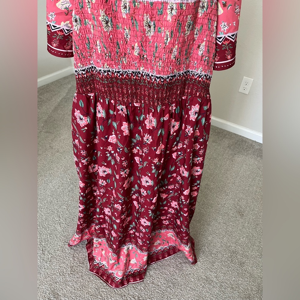 NWT Bloomchic Smocked Floral Midi Dress Size 22-24 Plus in Pink and Red - Picture 5 of 13